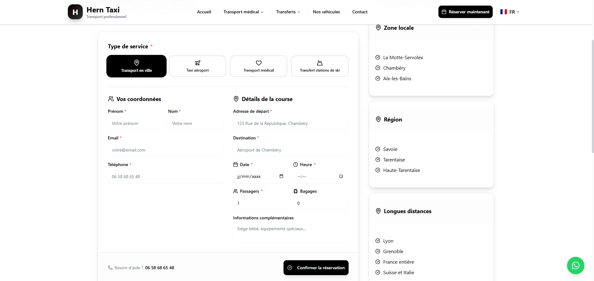 HernTaxi - Réservation